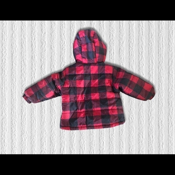 Oshkosh B’Gosh Buffalo Plaid Parka Jacket 24M Winter Cozy Warm Red Black Outdoor - Picture 2 of 6